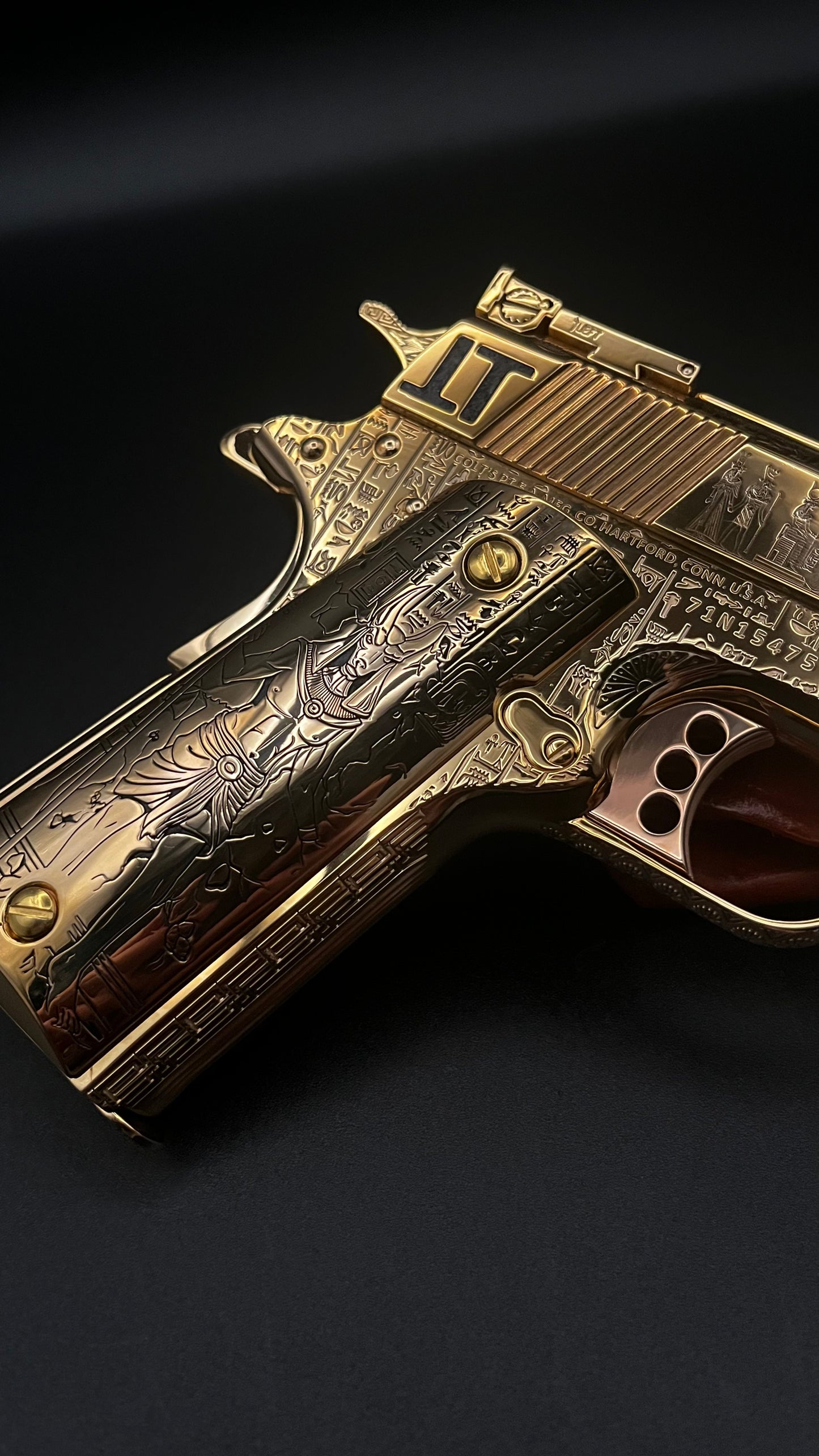 COLT CUSTOM 1911 COMP’D LIMITED EDITION “ANUBIS” 24k GOLD IN A BEAUTY DISPLAY MAGNETIC BOX PRE ORDER (3-4 weeks lead time)