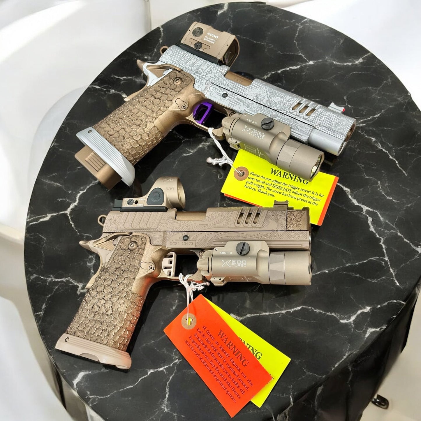 Custom work for staccato engraving and gold plating/cerakote services.