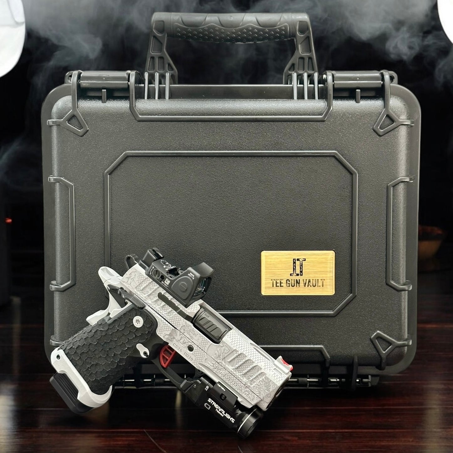 STACCATO CUSTOM CS PORTED 3.5” “THE LAST SAMURAI” ENGRAVED WITH RMR AND LIGHT IN GREY FINISH