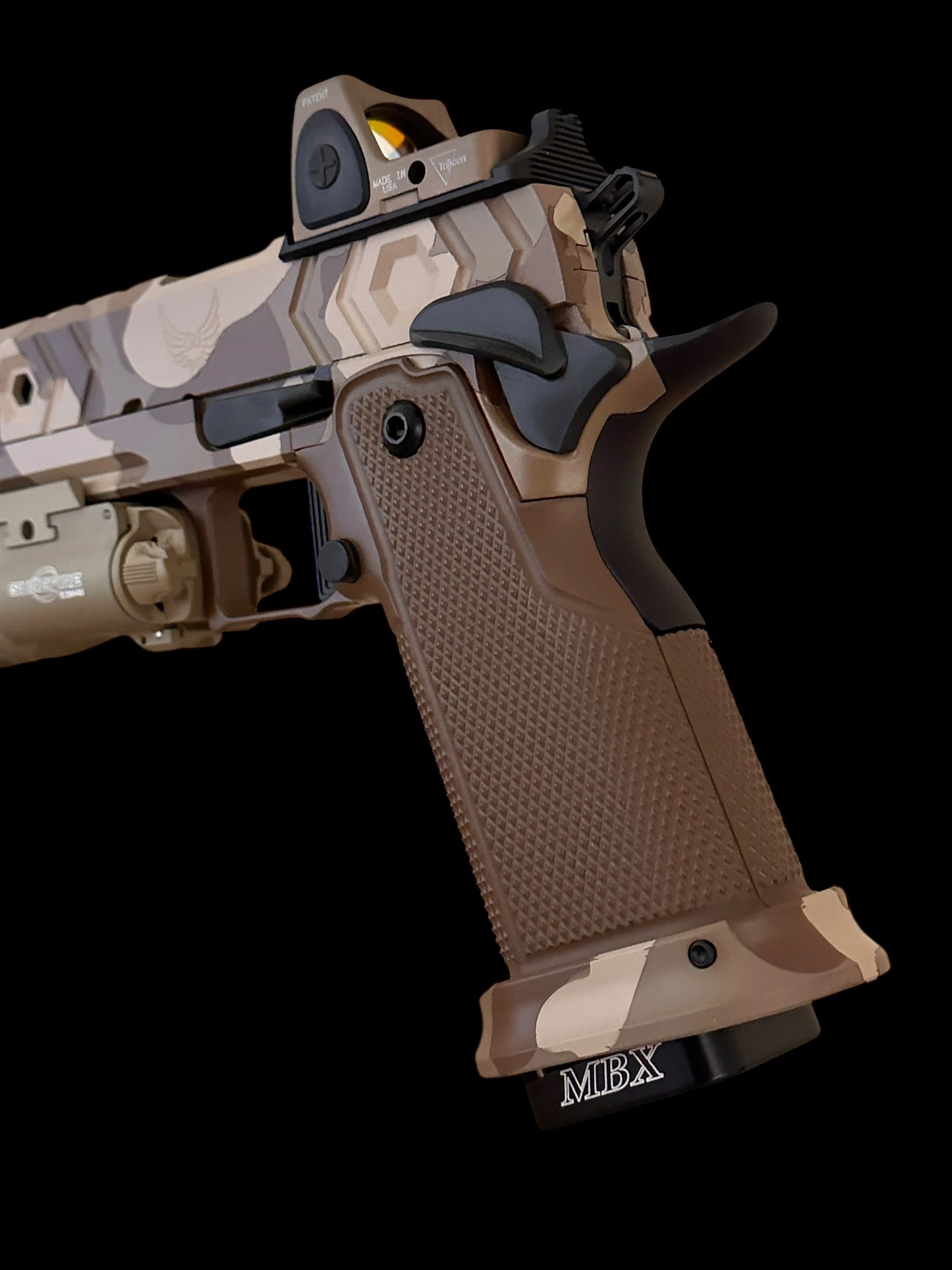 PHOENIX TRINITY 2011 H-TAC DESERT WITH PRO GRIPS 9MM RMR AND X300