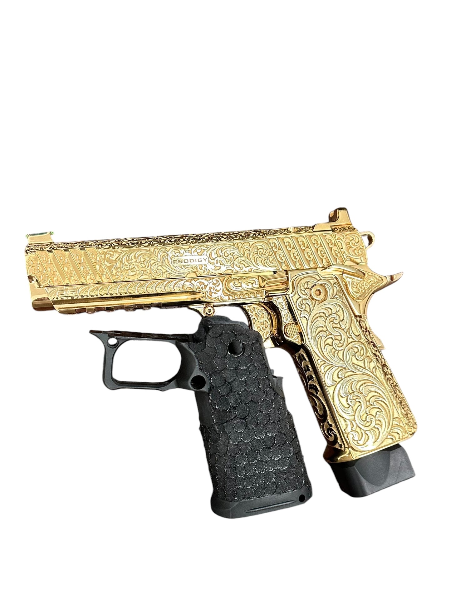 CUSTOM SPRINGFIELD ARMORY PRODIGY DOUBLE STACK 9mm 1 OF 1 FULLY ENGRAVED POLISHED AND 24K GOLD PLATED
