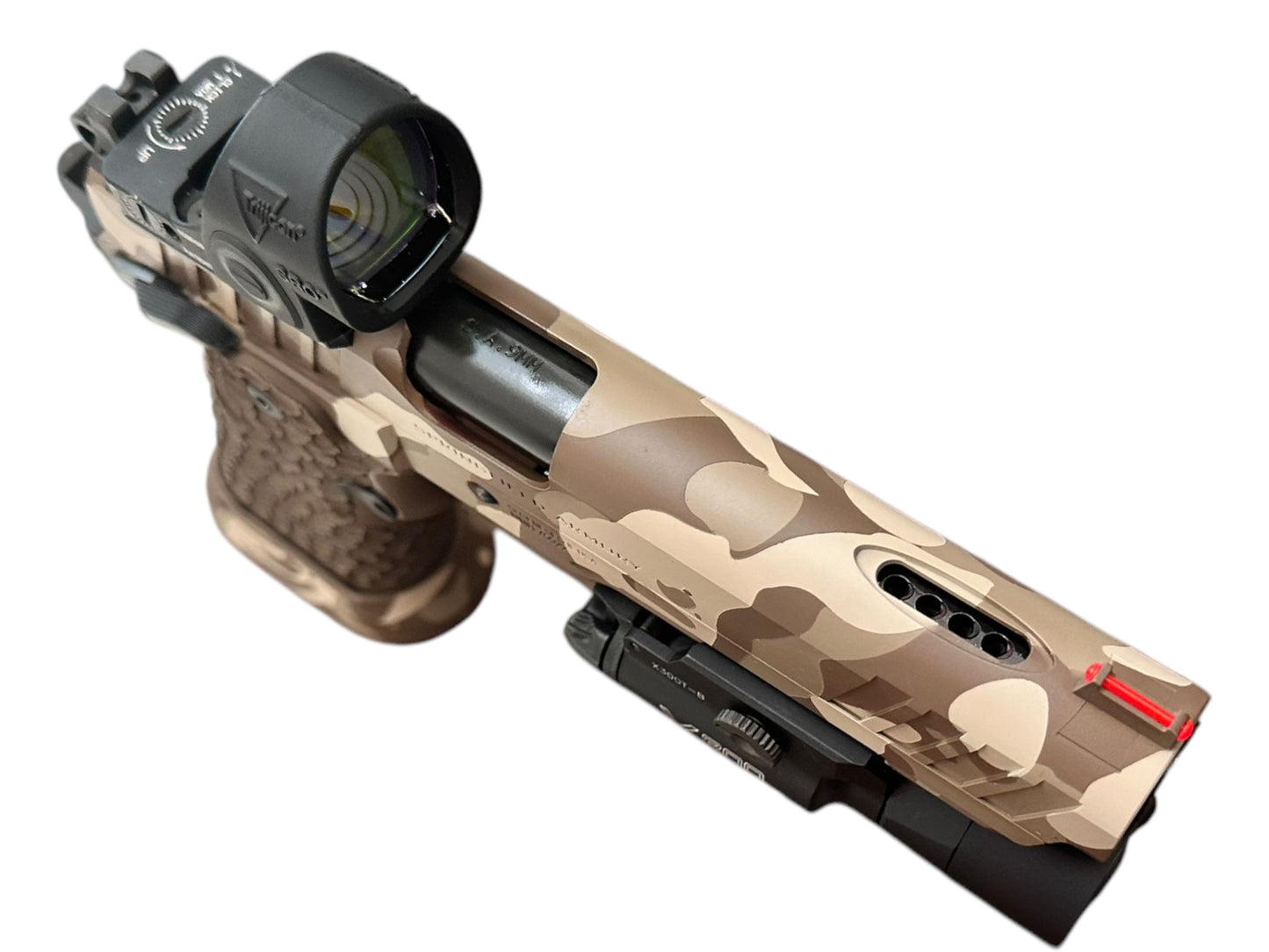 CUSTOM SPRINGFIELD PRODIGY PORTED 5” BARREL CAMO FINISH WITH SRO AND X300