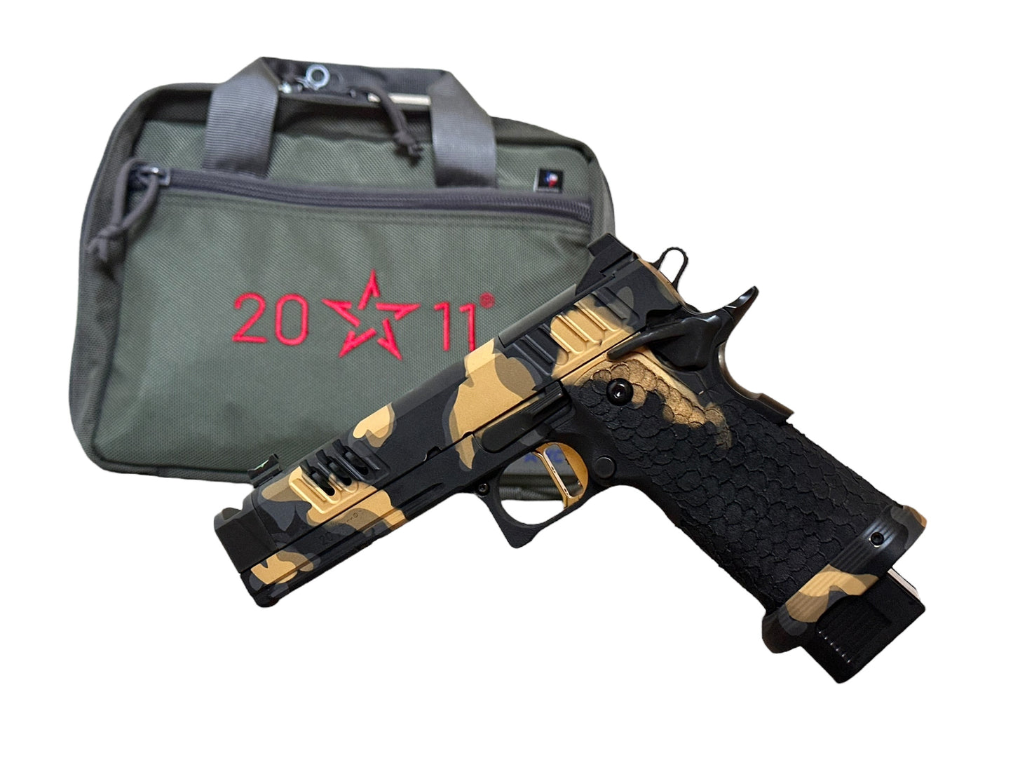 STACCATO CUSTOM XC MULTICAM FINISH DRAGON SCALE GRIPS AND ATLAS TRIGGER