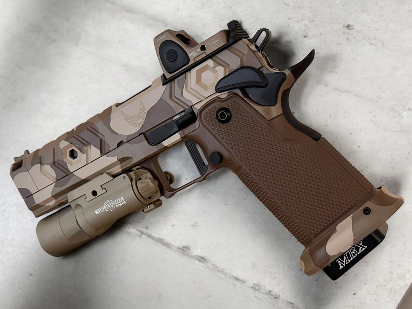 PHOENIX TRINITY 2011 H-TAC DESERT WITH PRO GRIPS 9MM RMR AND X300