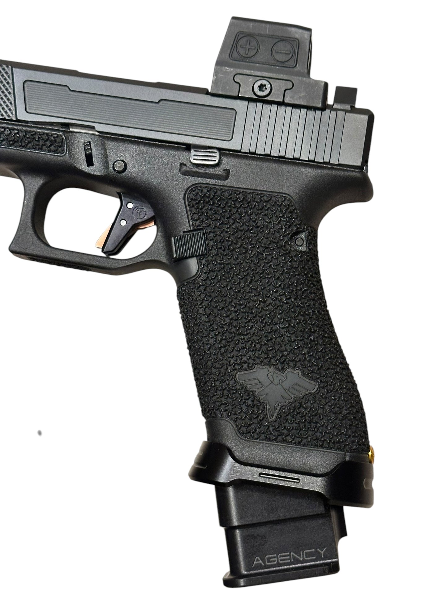 FULLY CUSTOMIZED RADIAN ARMS GLOCK 45 COMPENSATED WITH HOLOSUN AND TIMNEY TRIGGER ALPHA GOLD (pre owned)
