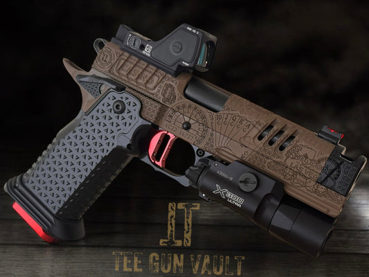 STACCATO XC CUSTOM 2011 “CASINO” ATLAS GRIP/TRIGGER WITH TRIJICON RMR HD AND X300
