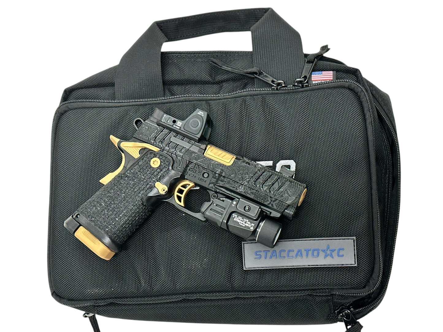 STACCATO CUSTOM C “VIKING” PORTED ENGRAVED IN BLACK/GOLD FINISH 9MM
