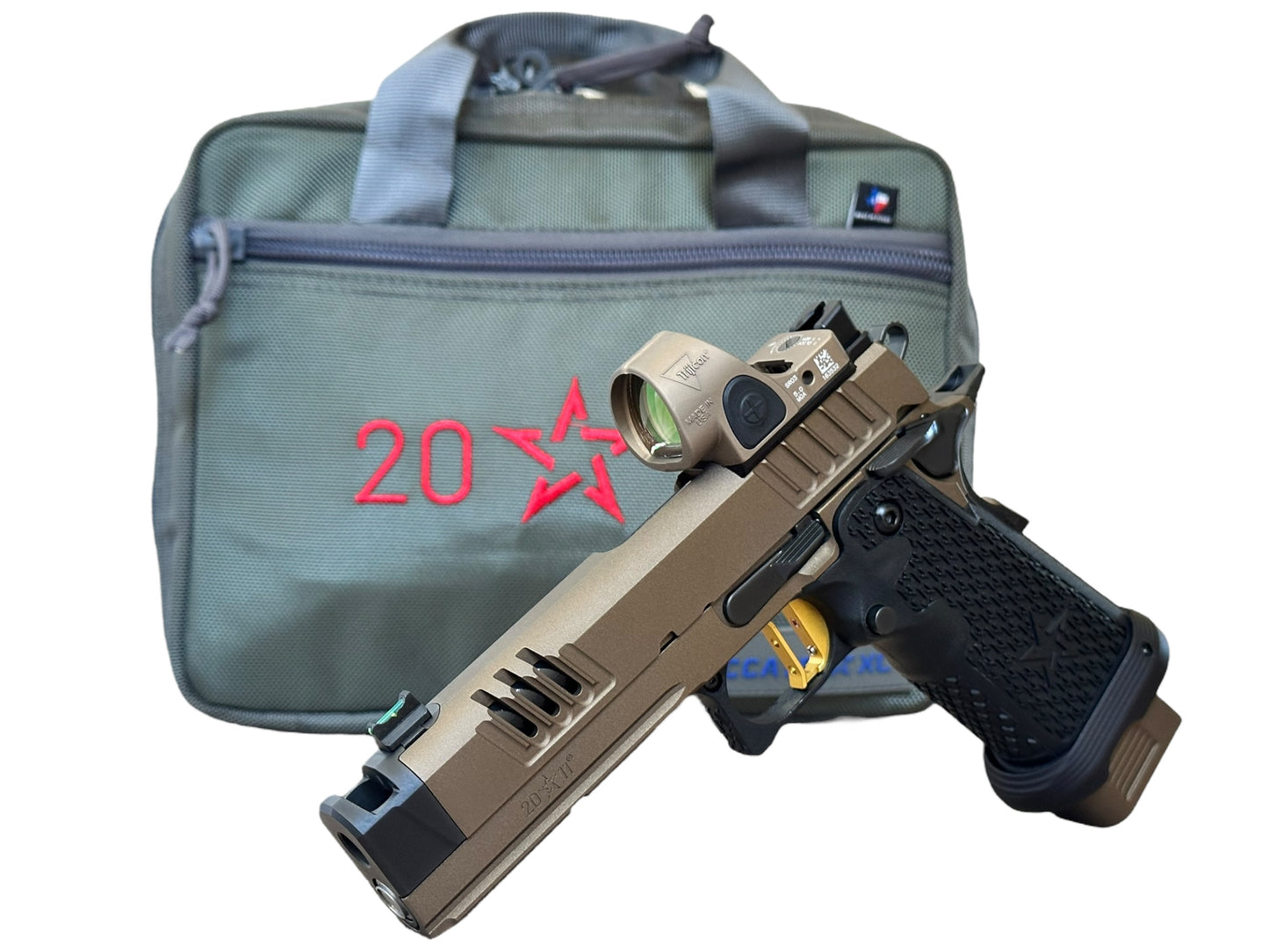STACCATO XC 2011 CUSTOM BRONZE/BLACK WITH ATLAS TRIGGER AND TRIJICON SRO