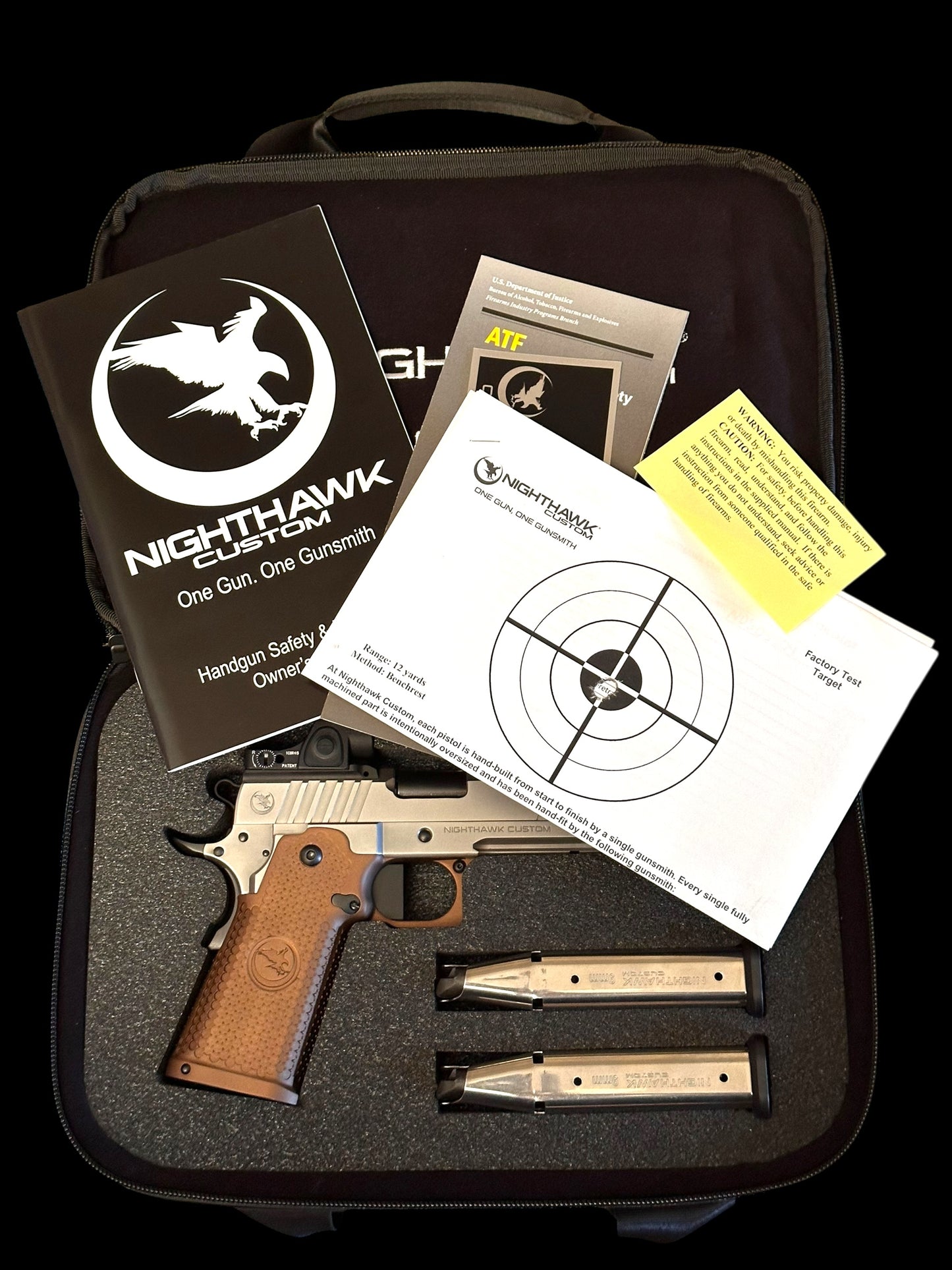 NIGHTHAWK CUSTOM BDS9 COMM 4.25” DS 9mm SILVER PVD AND SANDHAWK GRIPS WITH SRO