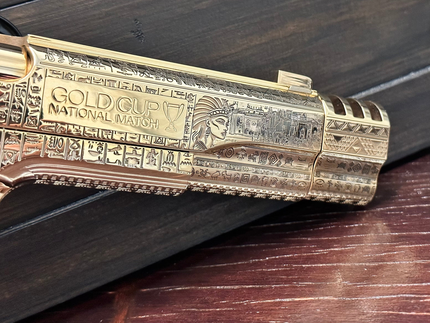 COLT CUSTOM 1911 COMP’D LIMITED EDITION “ANUBIS” 24k GOLD IN A BEAUTY DISPLAY MAGNETIC BOX PRE ORDER (3-4 weeks lead time)