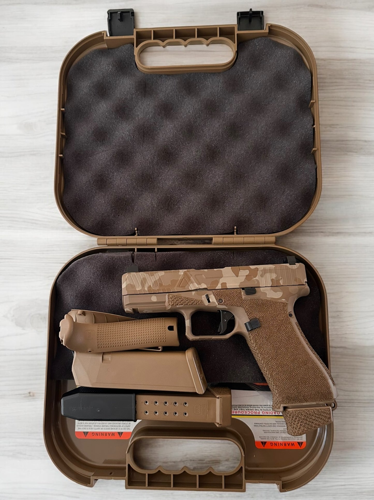 AGENCY ARMS GLOCK 19X FULL BUILD DESERT CAMO AOS