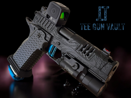 STACCATO XC CUSTOM “TRIBAL DRAGON BLACK” EDITION WITH ATLAS GRIPS / TRIGGER TRIJICON RCR AND X300