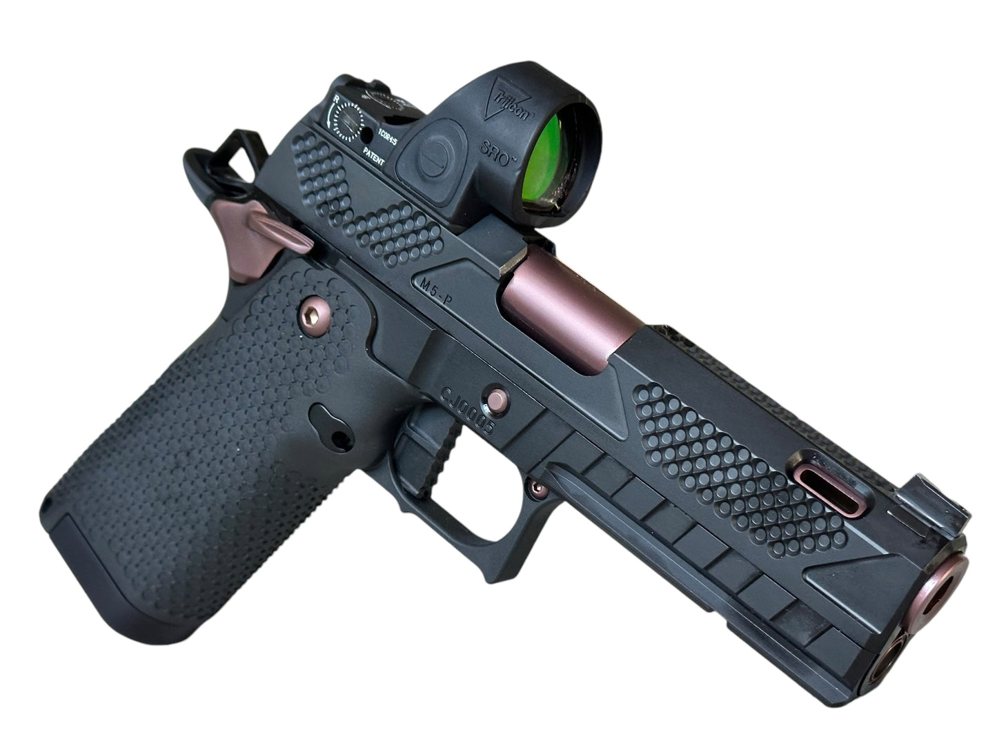 COMBAT PRECISION 2011 4.25” M5-P PORTED BLACK/ROSE GOLD WITH TRIJICON SRO 9MM