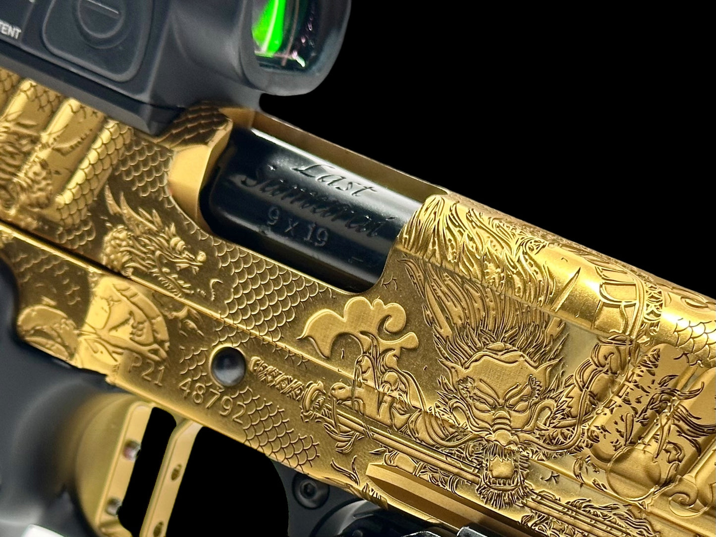 STACCATO CUSTOM P “LAST SAMURAI” PORTED ENGRAVED IN POLISHED GOLD TIN (PVD)