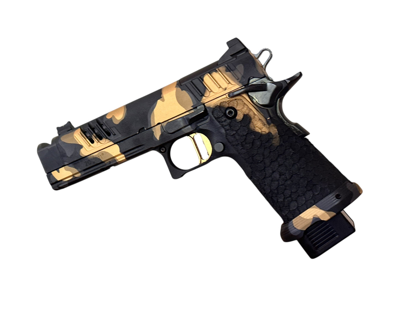 STACCATO CUSTOM XC MULTICAM FINISH DRAGON SCALE GRIPS AND ATLAS TRIGGER