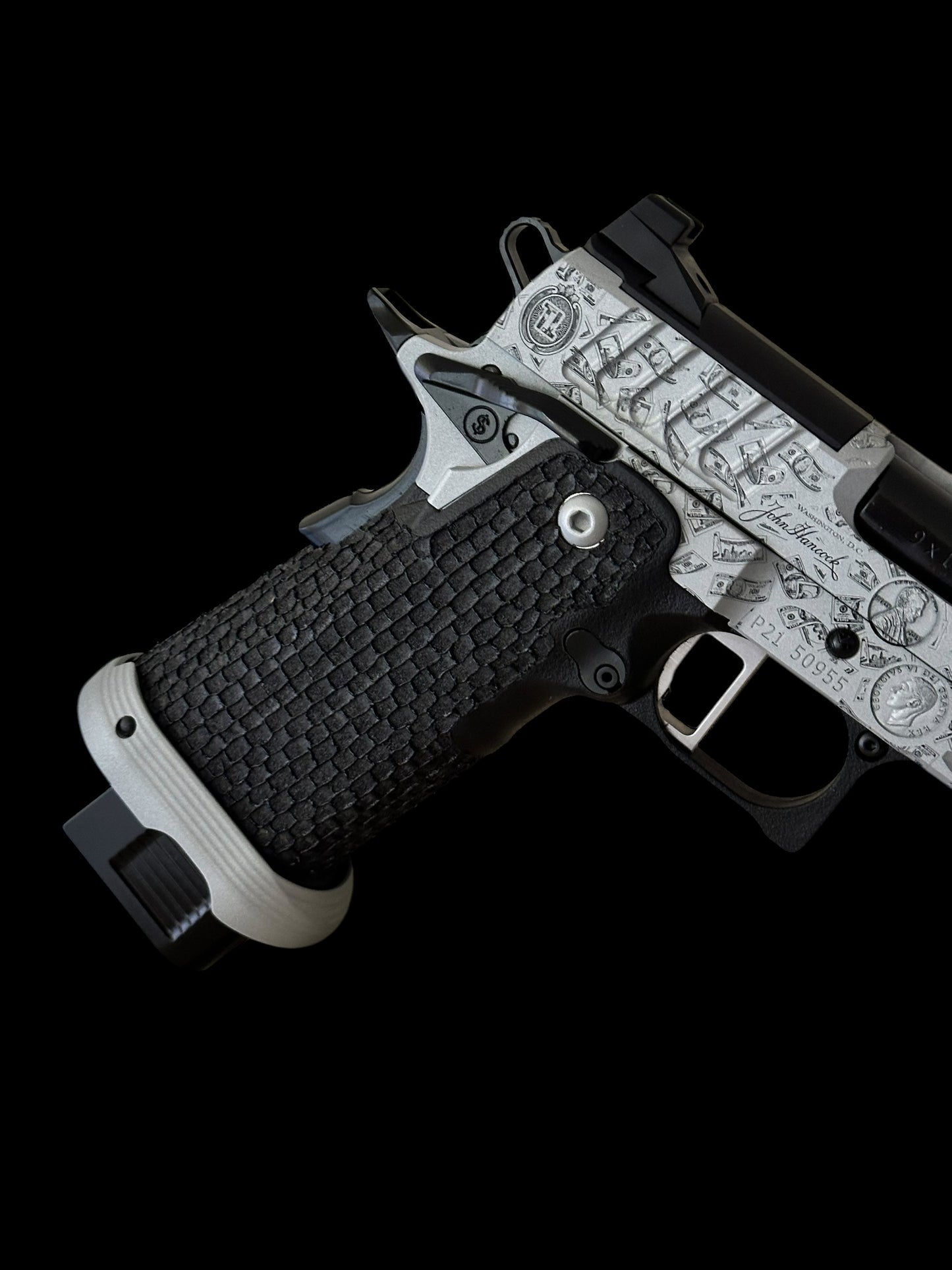 STACCATO CUSTOM P PORTED “FORUNE & LEGACY” 3D ENGRAVED SILVER/BLACK FINISH INFINITY TRIGGER
