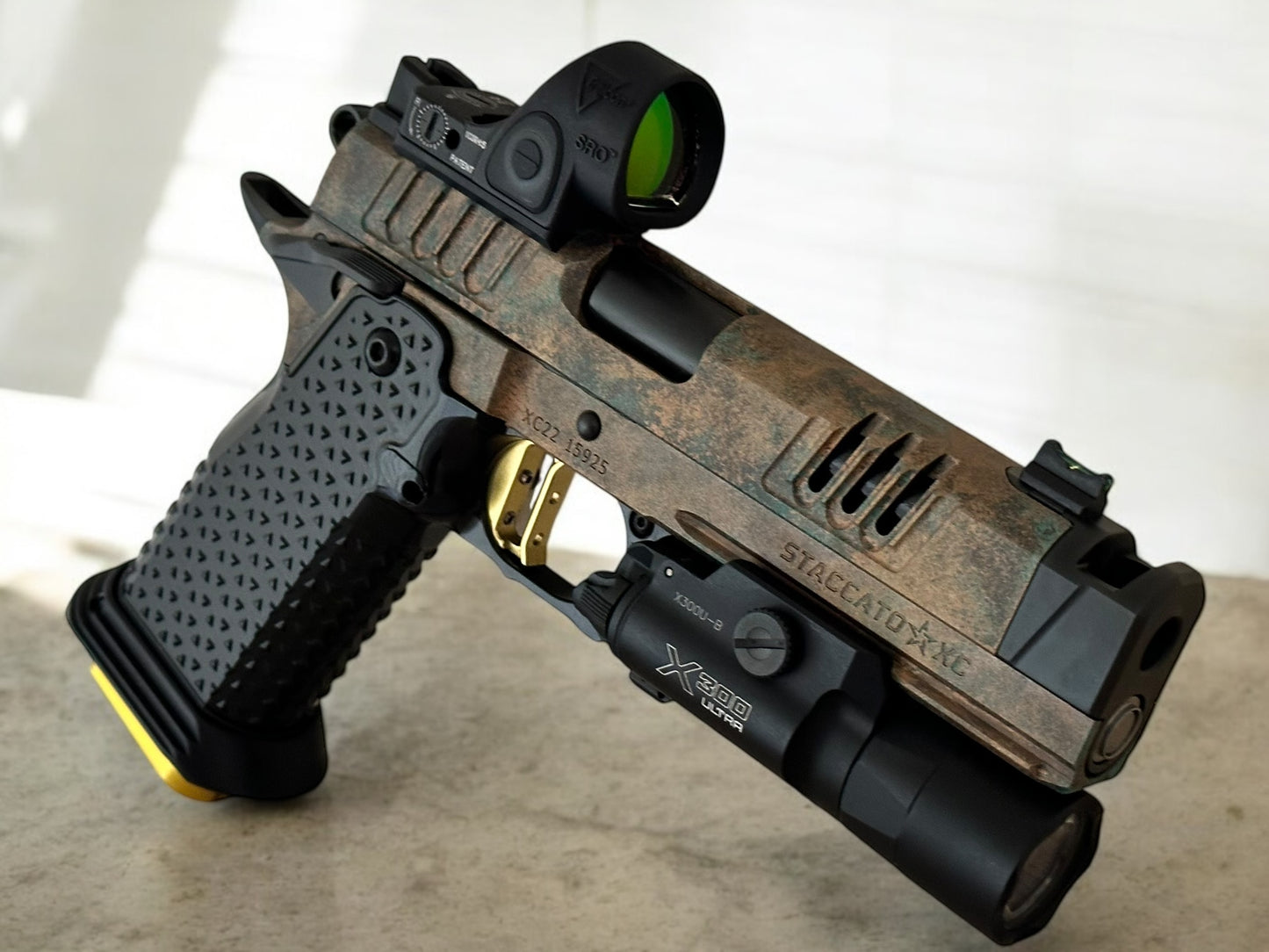 STACCATO CUSTOM XC SUNKEN SHIP EDITION WITH ATLAS METAL GRIPS GOLD TRIGGER SRO & X300