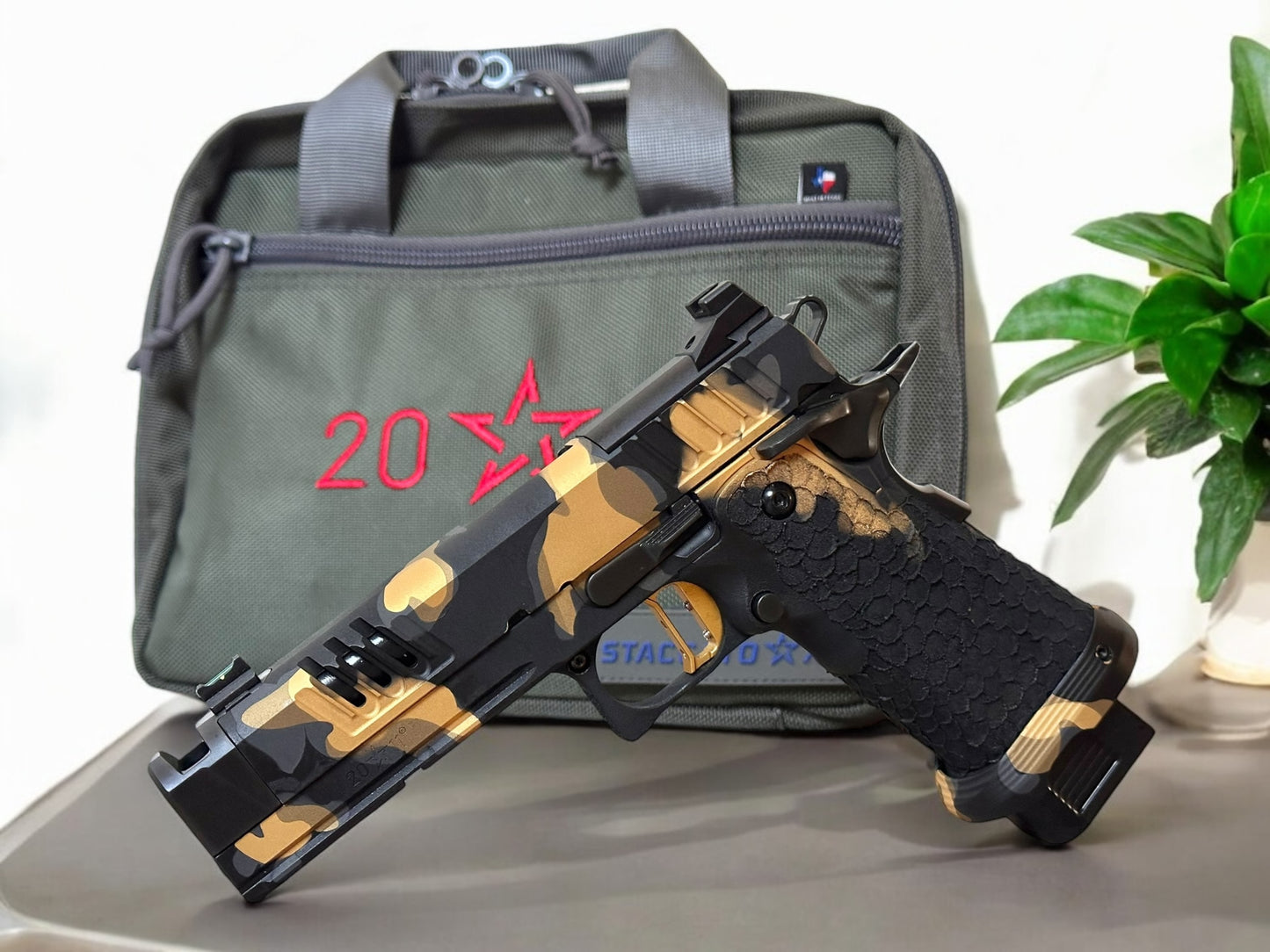 STACCATO CUSTOM XC MULTICAM FINISH DRAGON SCALE GRIPS AND ATLAS TRIGGER