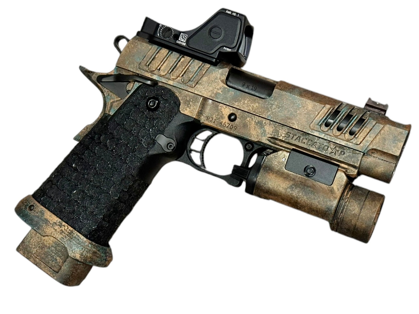 STACCATO P X SERIES FULLY CUSTOMIZED PORTED BARREL SUNKEN SHIP LIMITED EDITION WITH TRIJICON RMR HD AND FLASHLIGHT