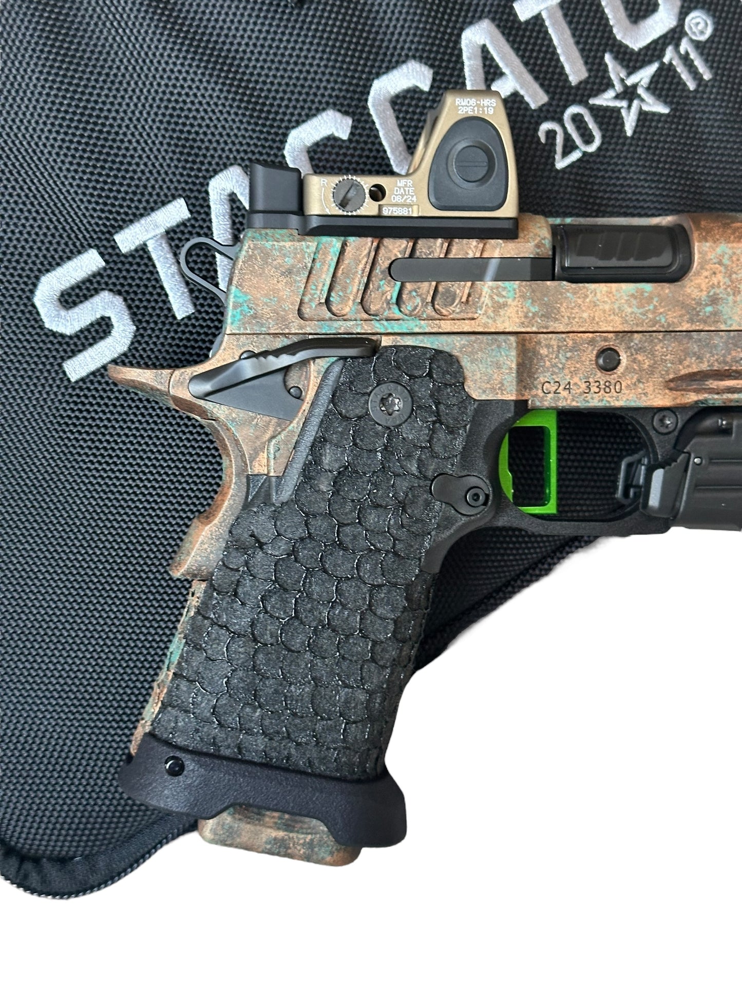 STACCATO CUSTOM C 4” PORTED BARREL "SUNKEN SHIP" FINISH WITH INFINITY TRIGGER RMR & LIGHT