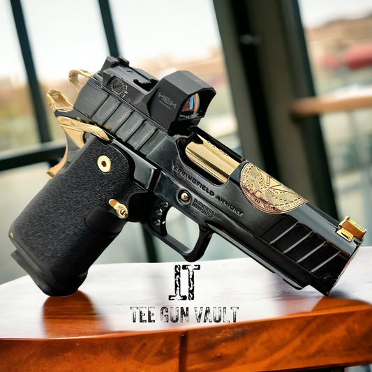 SPRINGFIELD PRODIGY DOUBLE STACK POLISHED ROYAL BLUE FINISH WITH 24k GOLD ACCENTS 9MM