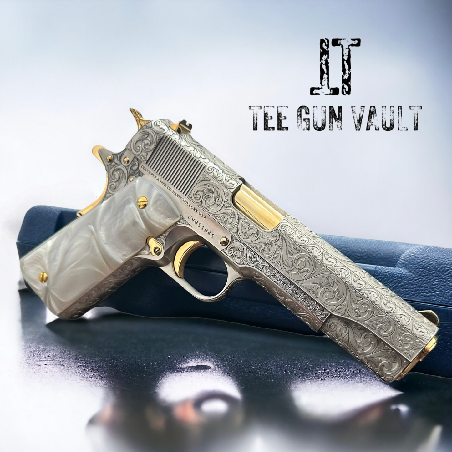 COLT CUSTOM 1911 FULLY ENGRAVED BRUSH NICKEL FINISH WITH 24K GOLD ACCENTS (pre order)