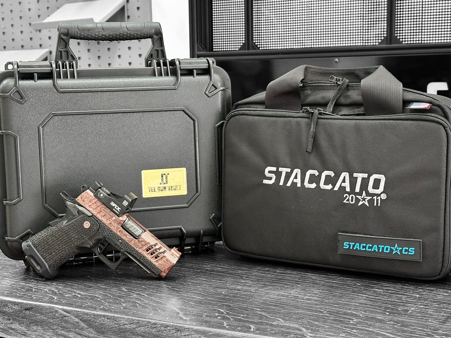 STACCATO CUSTOM CS X SERIES PORTED 3.5” ENGRAVED SCROLL DESIGN ROSE GOLD/ BLACK FINISH