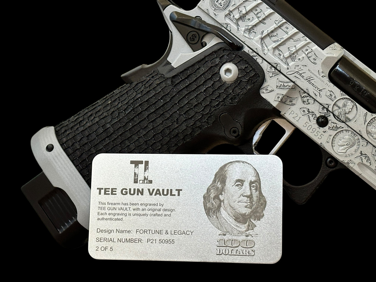 STACCATO CUSTOM P PORTED “FORUNE & LEGACY” 3D ENGRAVED SILVER/BLACK FINISH INFINITY TRIGGER