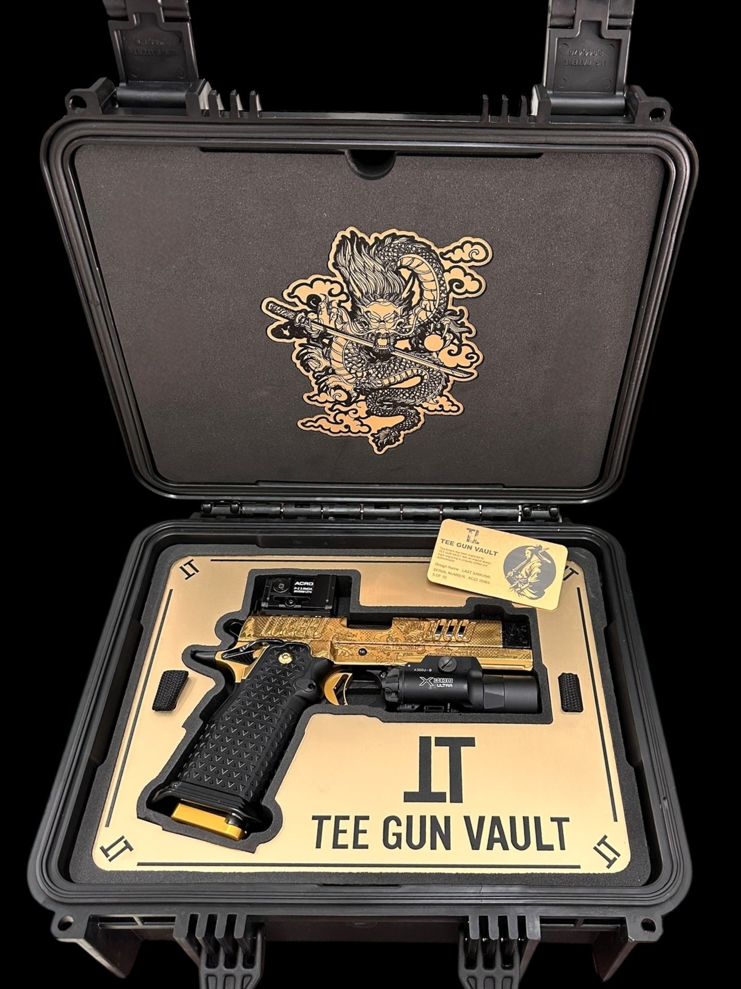 STACCATO CUSTOM XC “LAST SAMURAI” GOLD NITRIDE WITH BLACK DLC ACCENTS ATLAS GRIPS