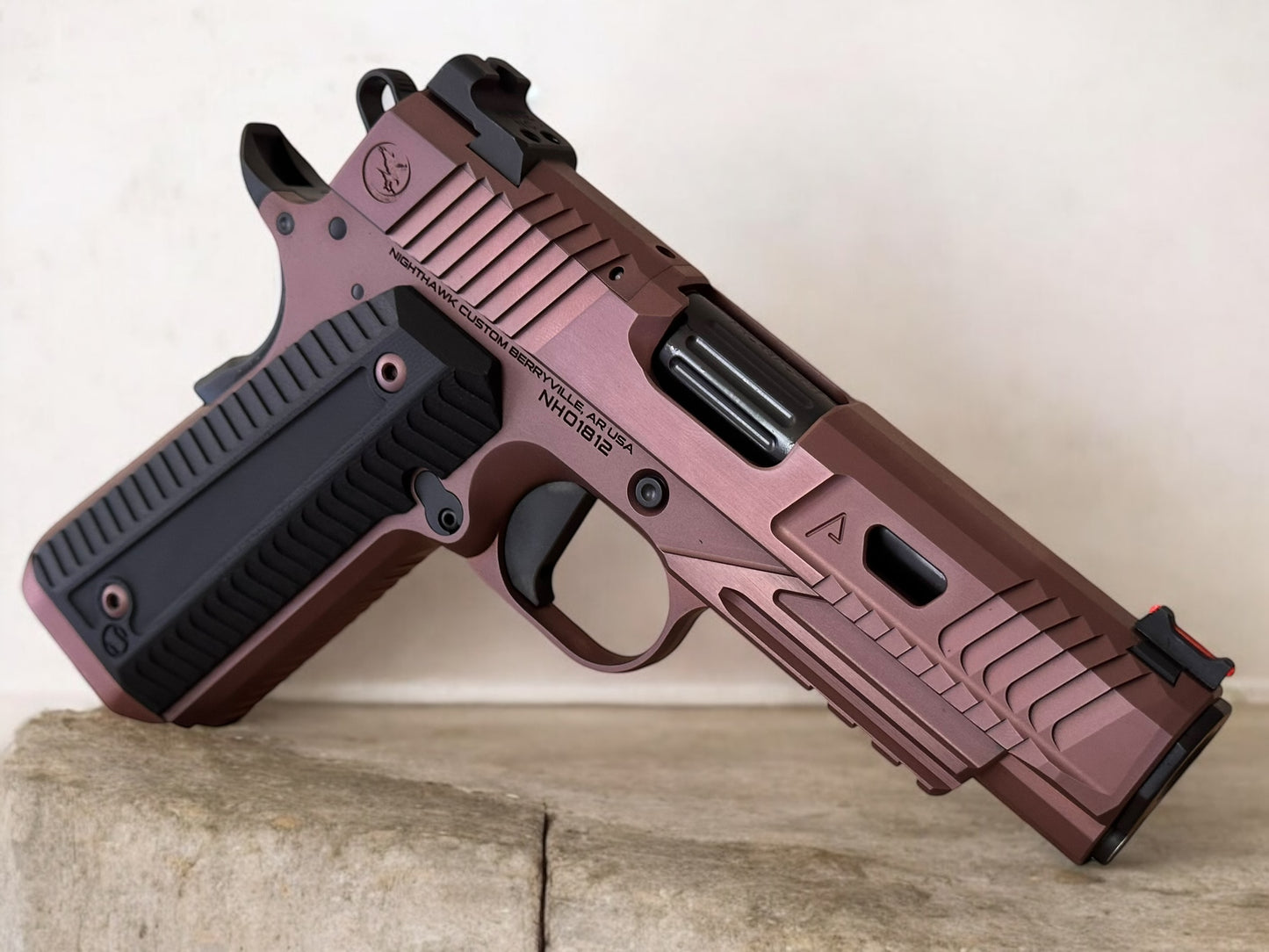 NIGHTHAWK CUSTOM AGENT 2 COMMANDER OPTIC READY RECON ROSE GOLD FINISH .45ACP PRO TECH KNIFE