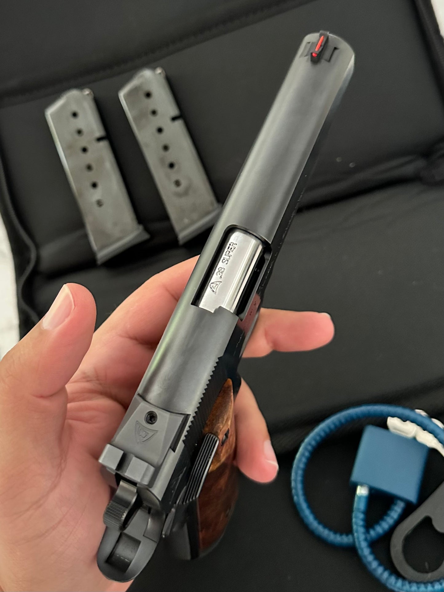 ALCHEMY CUSTOM WEAPONRY 1911 PRIME ELITE GOVERMENT 5” UPGRADED WOOD GRIPS .38 SUPER