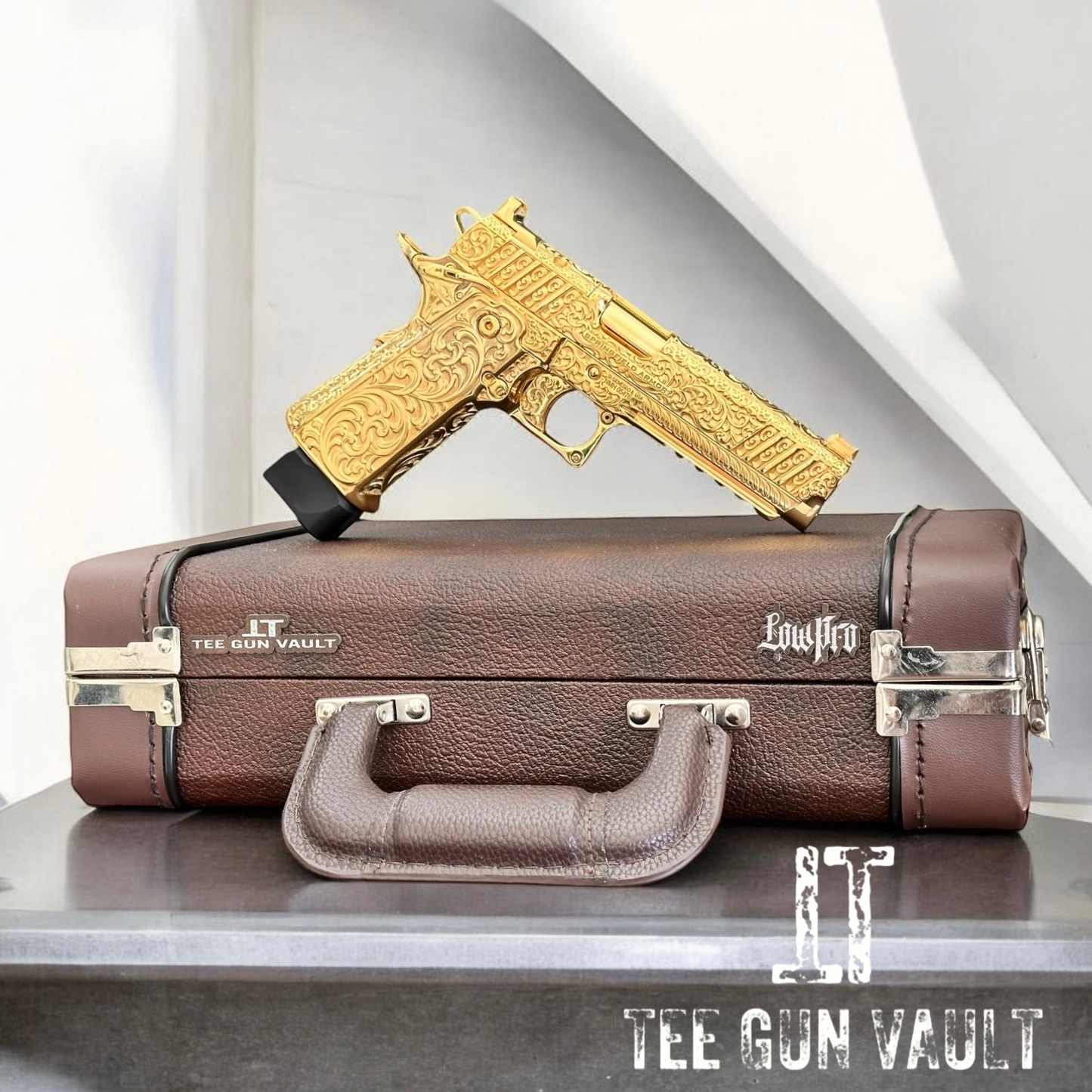 CUSTOM SPRINGFIELD ARMORY PRODIGY DOUBLE STACK 9mm 1 OF 1 FULLY ENGRAVED POLISHED AND 24K GOLD PLATED