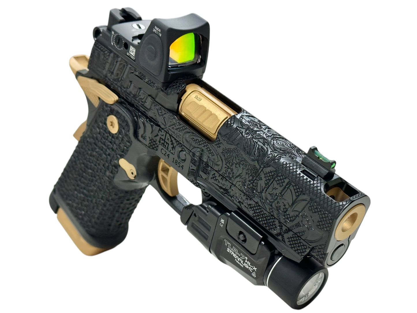 STACCATO CUSTOM C “VIKING” PORTED ENGRAVED IN BLACK/GOLD FINISH 9MM