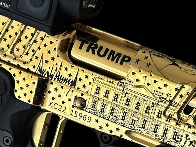 STACCATO CUSTOM XC “TRUMP” FULLY ENGRAVED POLISHED AND 24k GOLD PLATED SRO & X300