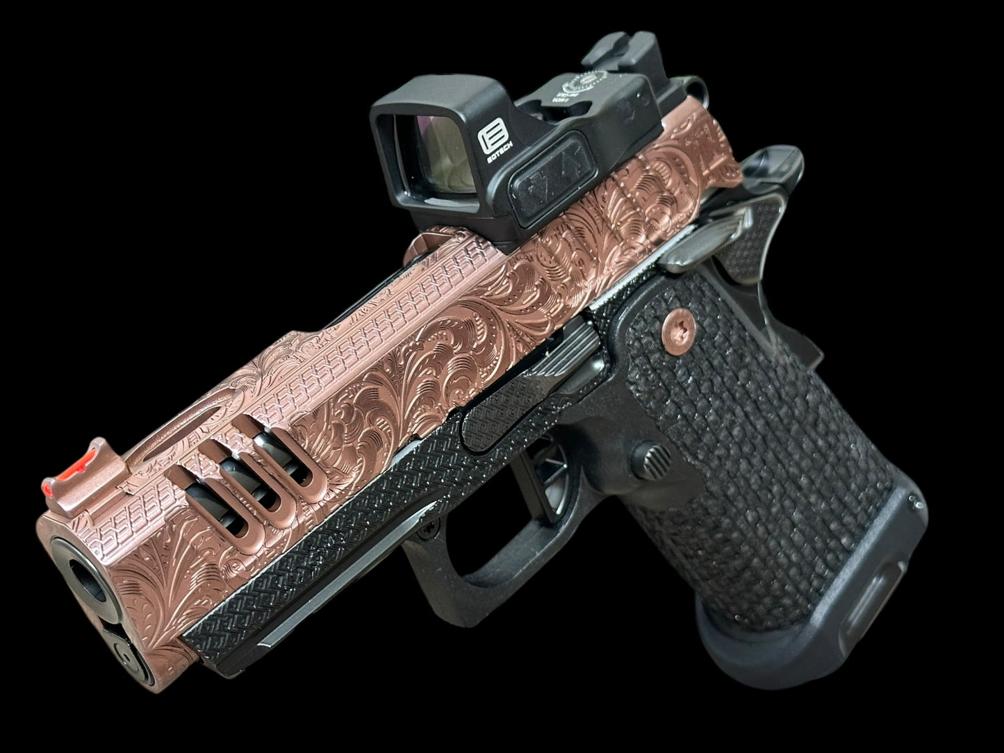 STACCATO CUSTOM CS X SERIES PORTED 3.5” ENGRAVED SCROLL DESIGN ROSE GOLD/ BLACK FINISH