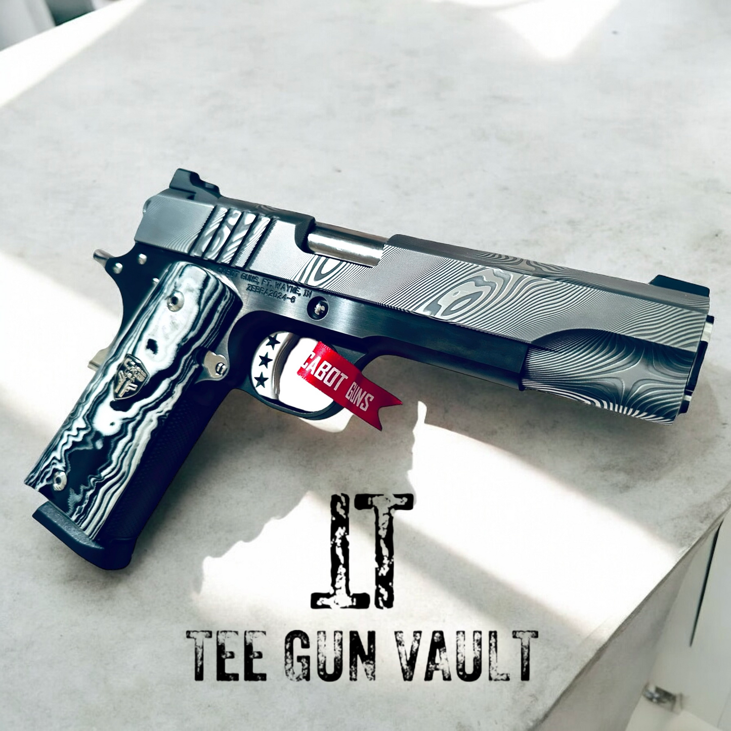 CABOT GUNS ZEBRA DAMASCUS 1 OF 10 CHAMBERED IN .45ACP