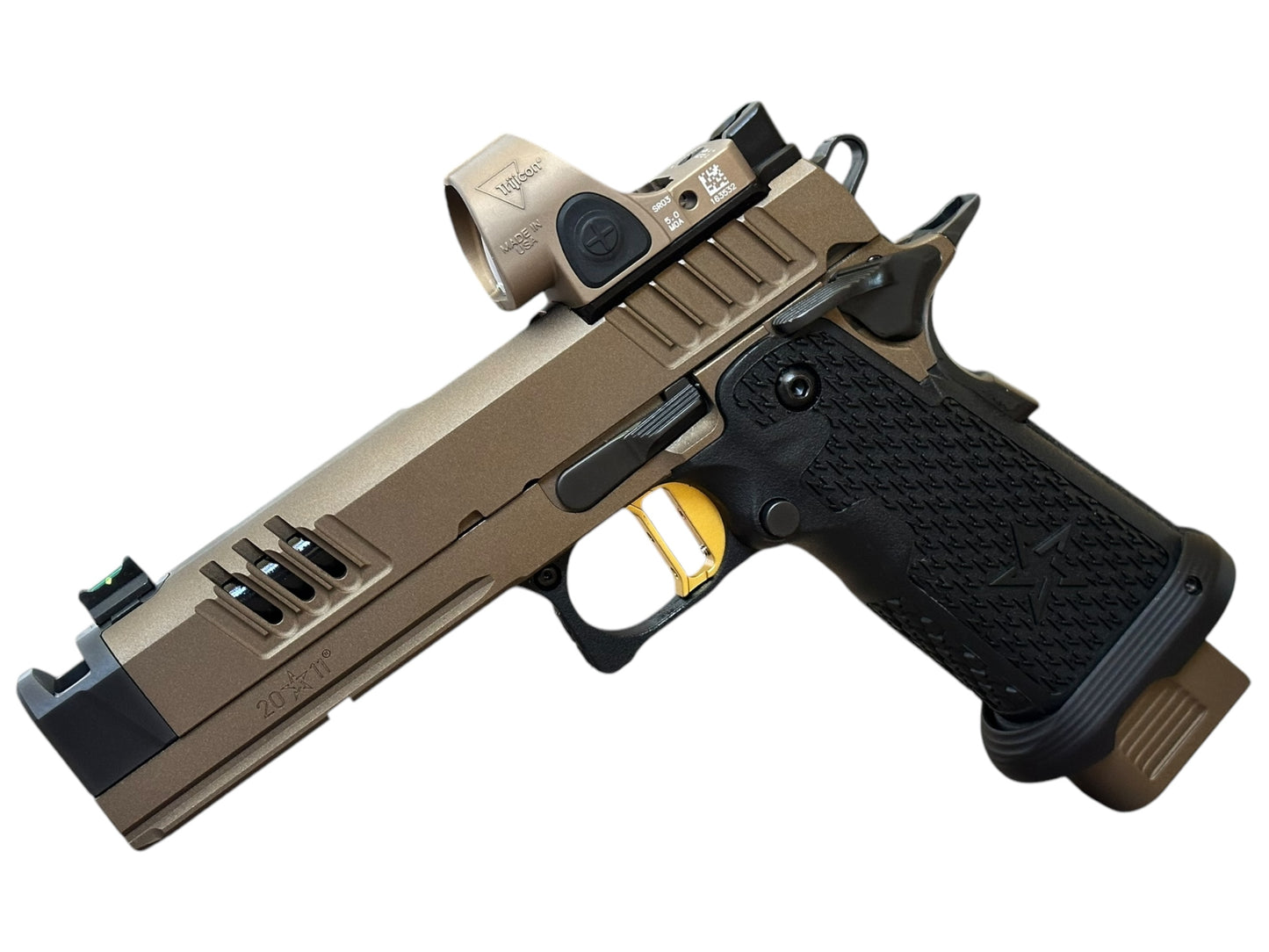 STACCATO XC 2011 CUSTOM BRONZE/BLACK WITH ATLAS TRIGGER AND TRIJICON SRO
