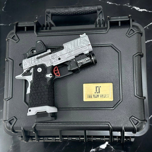 STACCATO CUSTOM CS PORTED 3.5” “THE LAST SAMURAI” ENGRAVED WITH RMR AND LIGHT IN GREY FINISH