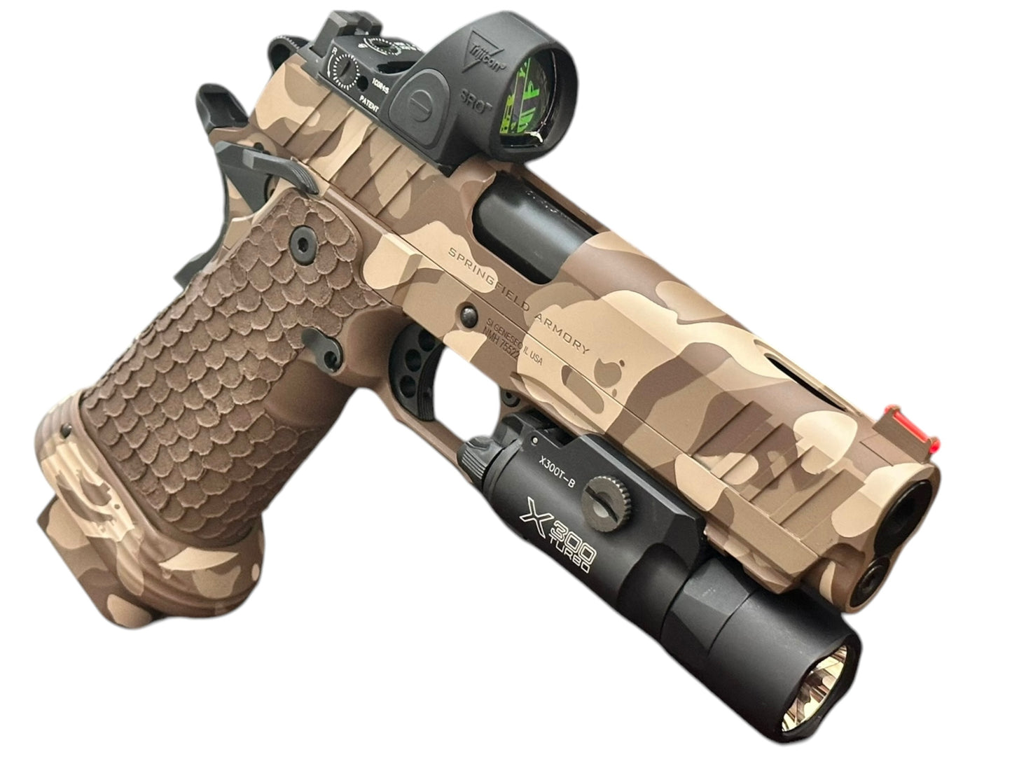 SPRINGFIELD CUSTOM PRODIGY PORTED 5” CAMO FINISH WITH SRO AND X300