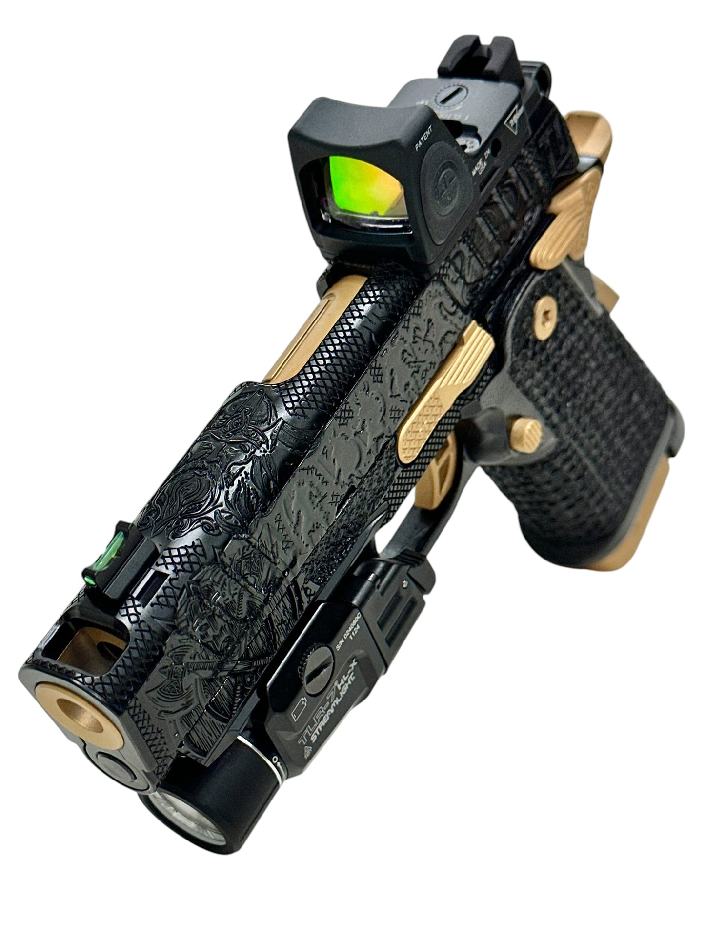 STACCATO CUSTOM C “VIKING” PORTED ENGRAVED IN BLACK/GOLD FINISH 9MM
