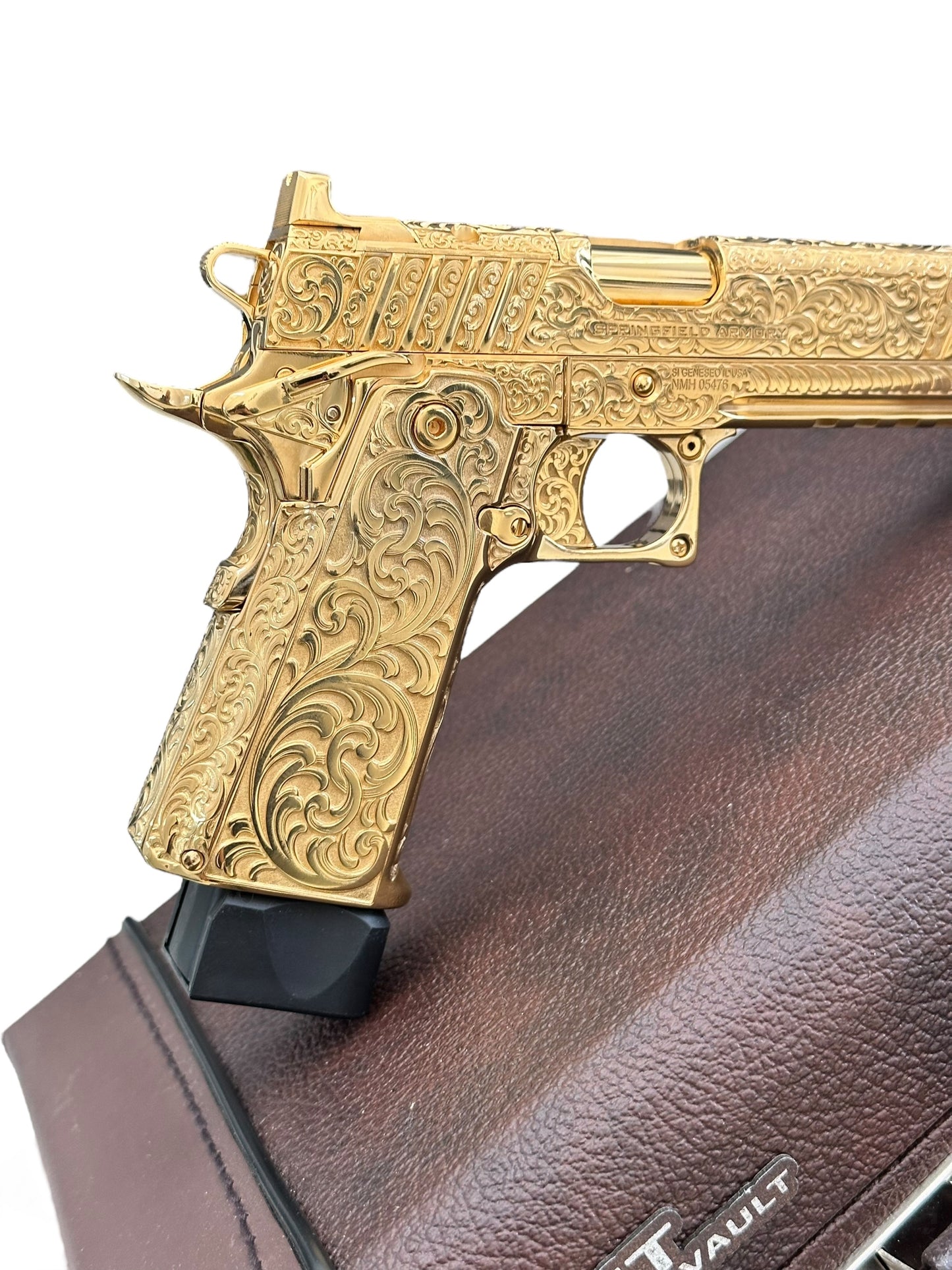 CUSTOM SPRINGFIELD ARMORY PRODIGY DOUBLE STACK 9mm 1 OF 1 FULLY ENGRAVED POLISHED AND 24K GOLD PLATED