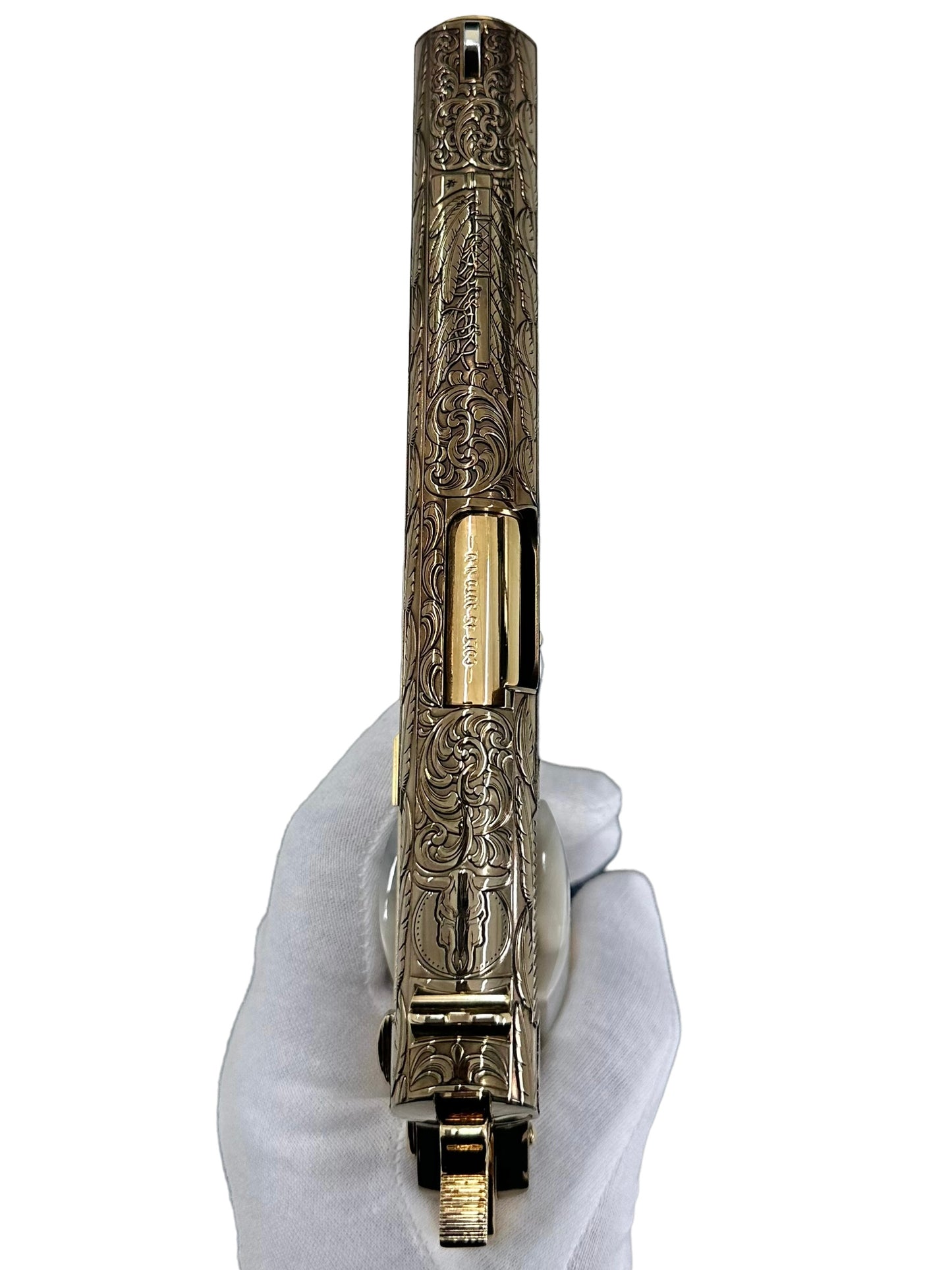 COLT CUSTOM 1911 FULLY ENGRAVED FREEDOM NITRO BRONZE PLATED WITH 24K GOLD ACCENTS.
