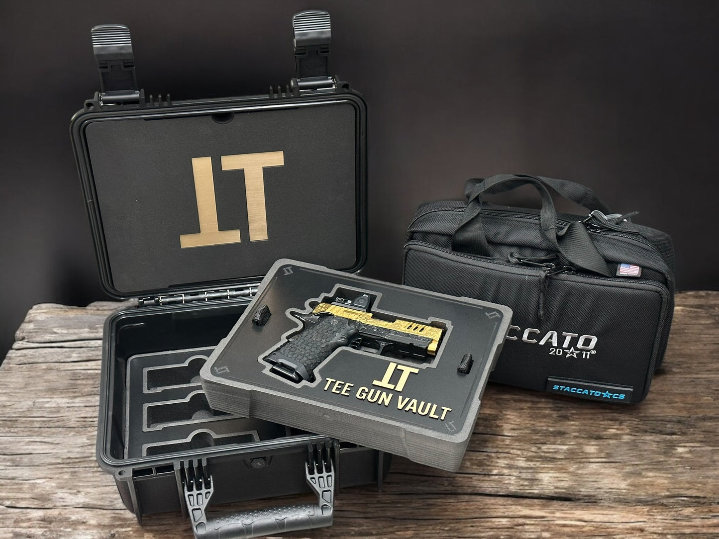 CUSTOM STACCATO CS “MEDUSA” X SERIES PORTED 3.5” FULLY ENGRAVED IN GOLD NITRIDE PVD FINISH