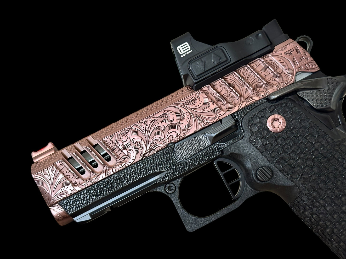 STACCATO CUSTOM CS X SERIES PORTED 3.5” ENGRAVED SCROLL DESIGN ROSE GOLD/ BLACK FINISH