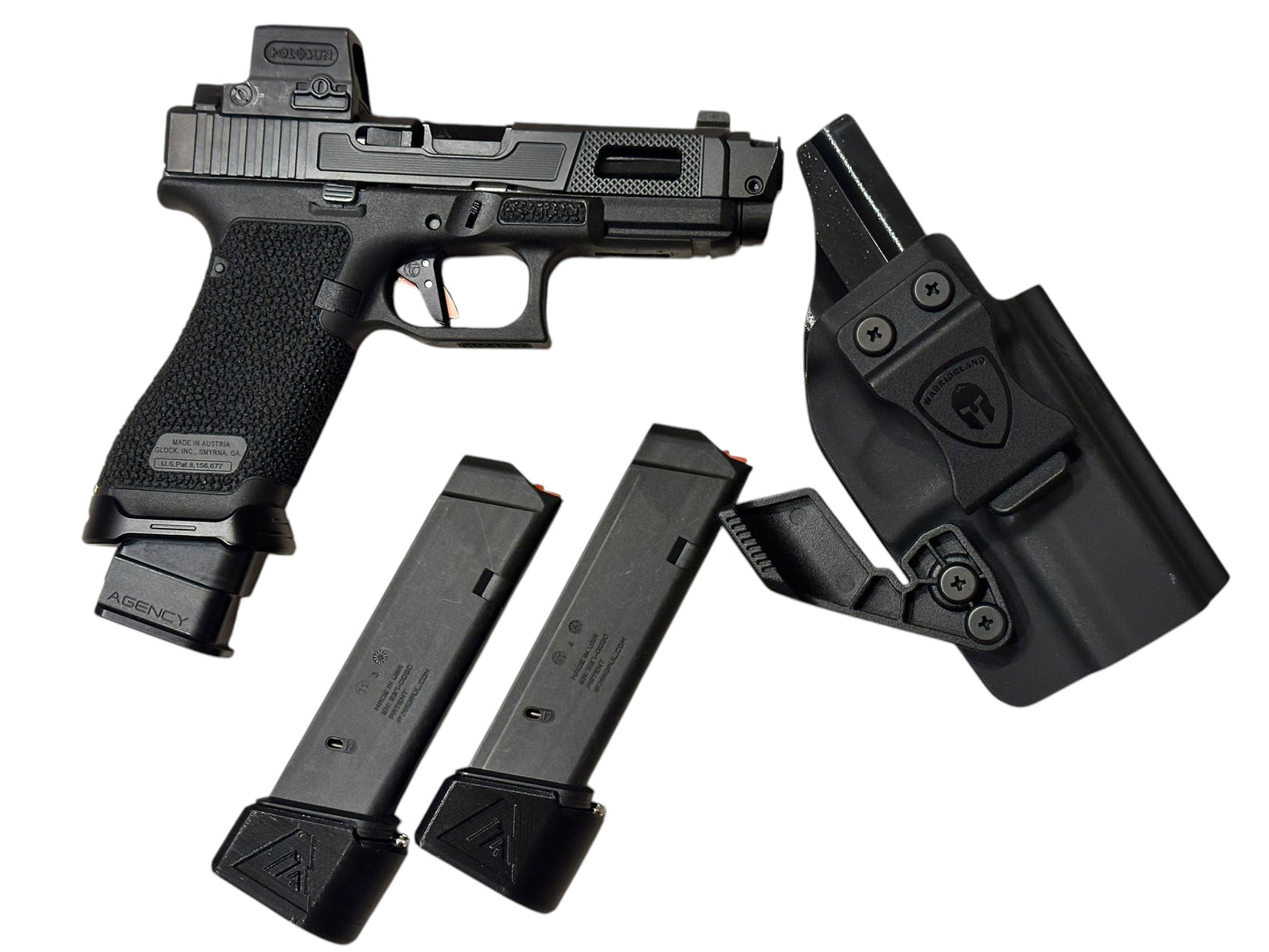 FULLY CUSTOMIZED RADIAN ARMS GLOCK 45 COMPENSATED WITH HOLOSUN AND TIMNEY TRIGGER ALPHA GOLD (pre owned)