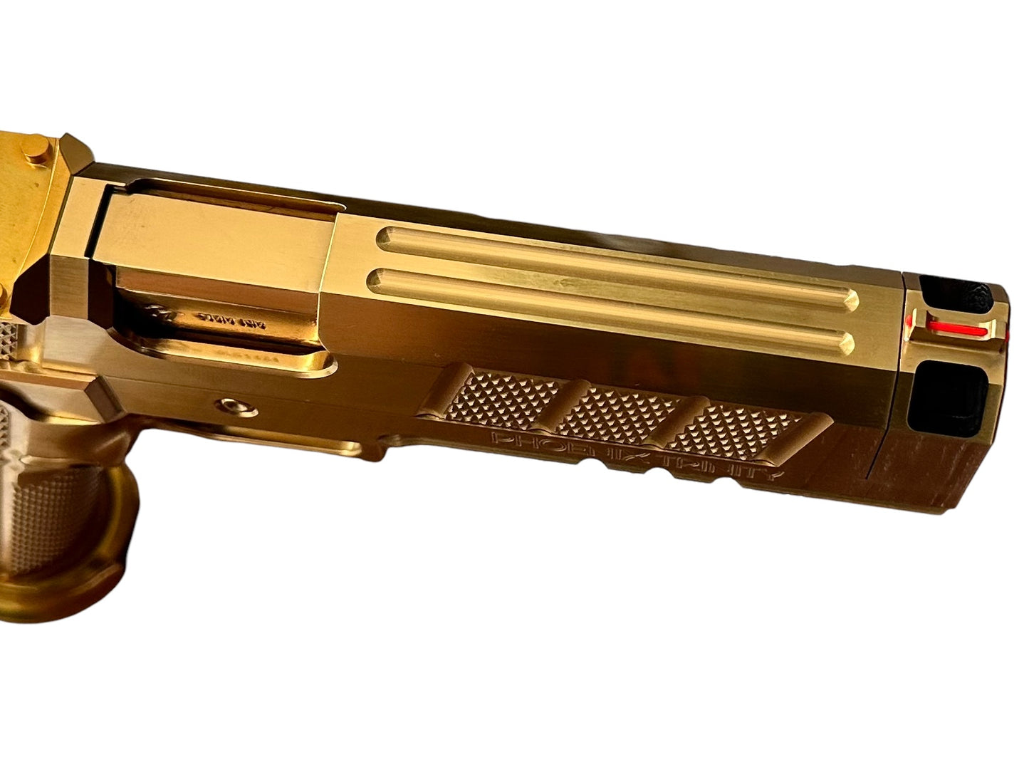CUSTOM PHOENIX TRINITY H PRO COMP’D FULL POLISHED GOLD NITRIDE FINISH OPTIC READY 9MM