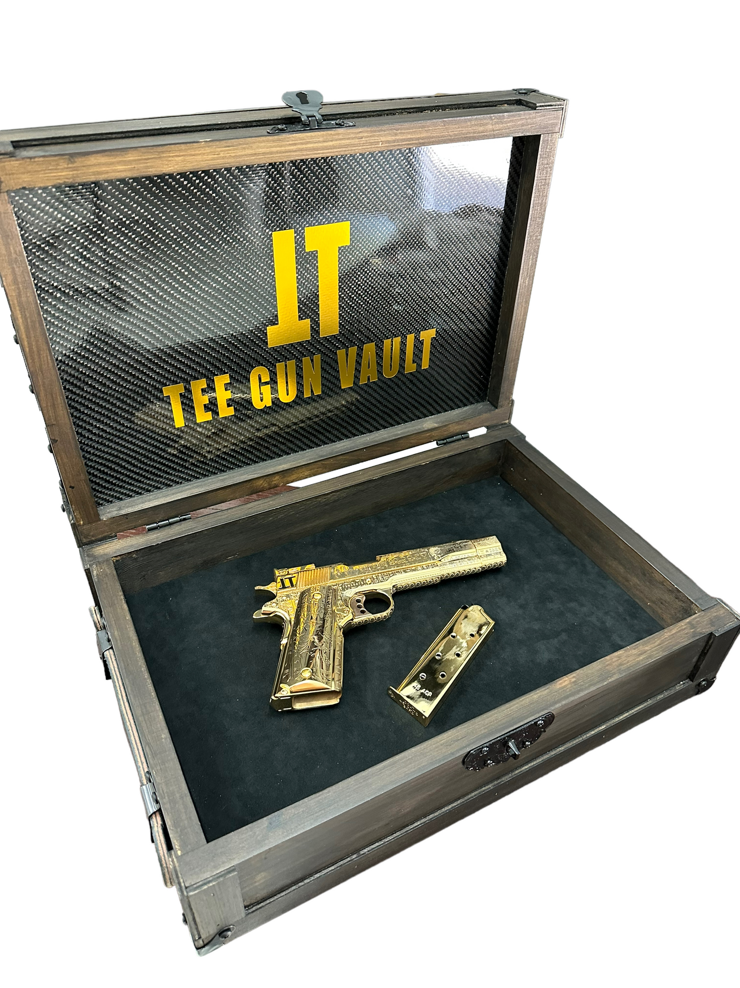 COLT CUSTOM 1911 COMP’D LIMITED EDITION “ANUBIS” 24k GOLD IN A BEAUTY DISPLAY MAGNETIC BOX PRE ORDER (3-4 weeks lead time)