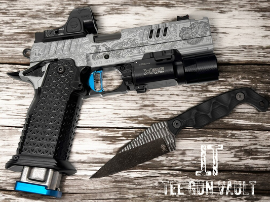 STACCATO CUSTOM XC “BLACK OPS” ATLAS GRIPS BLUE TRIGGER WITH SRO AND X300