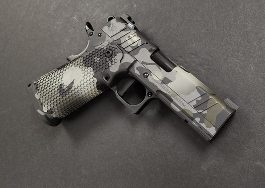 NIGHTHAWK CUSTOM TRS COMMANDER CAMO OPTIC READY WITH ACRO P2 PLATE 9MM