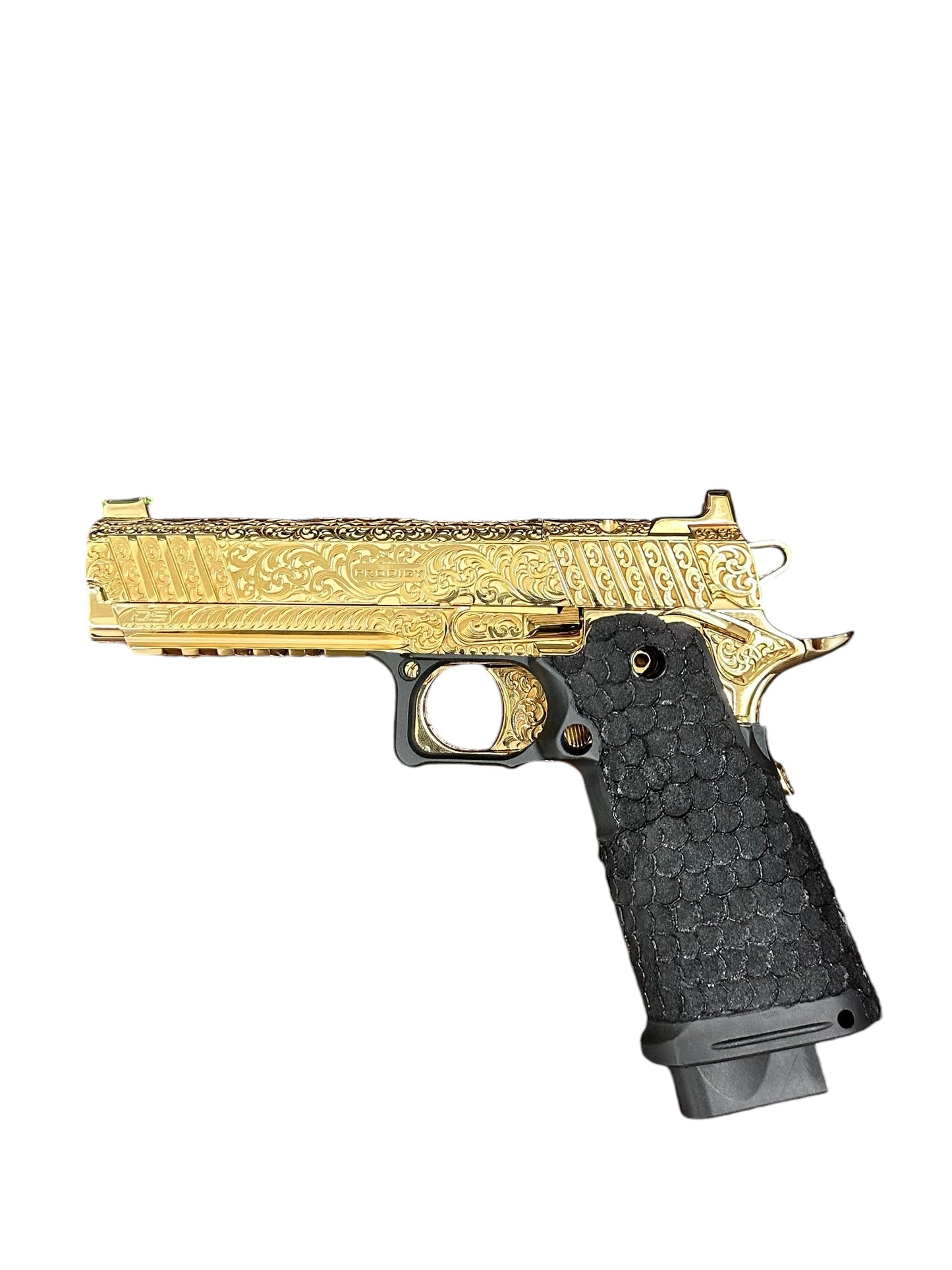 CUSTOM SPRINGFIELD ARMORY PRODIGY DOUBLE STACK 9mm 1 OF 1 FULLY ENGRAVED POLISHED AND 24K GOLD PLATED